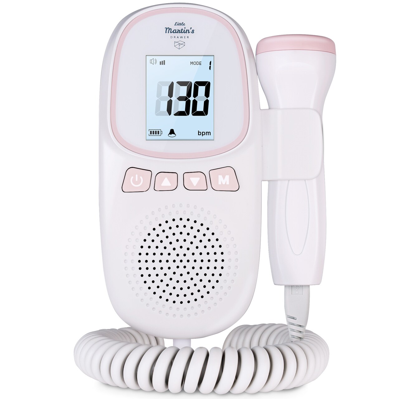 Little Martin's: Portable Ultrasound Fetal Doppler - Pink - Safe Fetal Monitor Device, Heartbeat Detector, Pregnancy, FDA Cleared, Headphone Jack